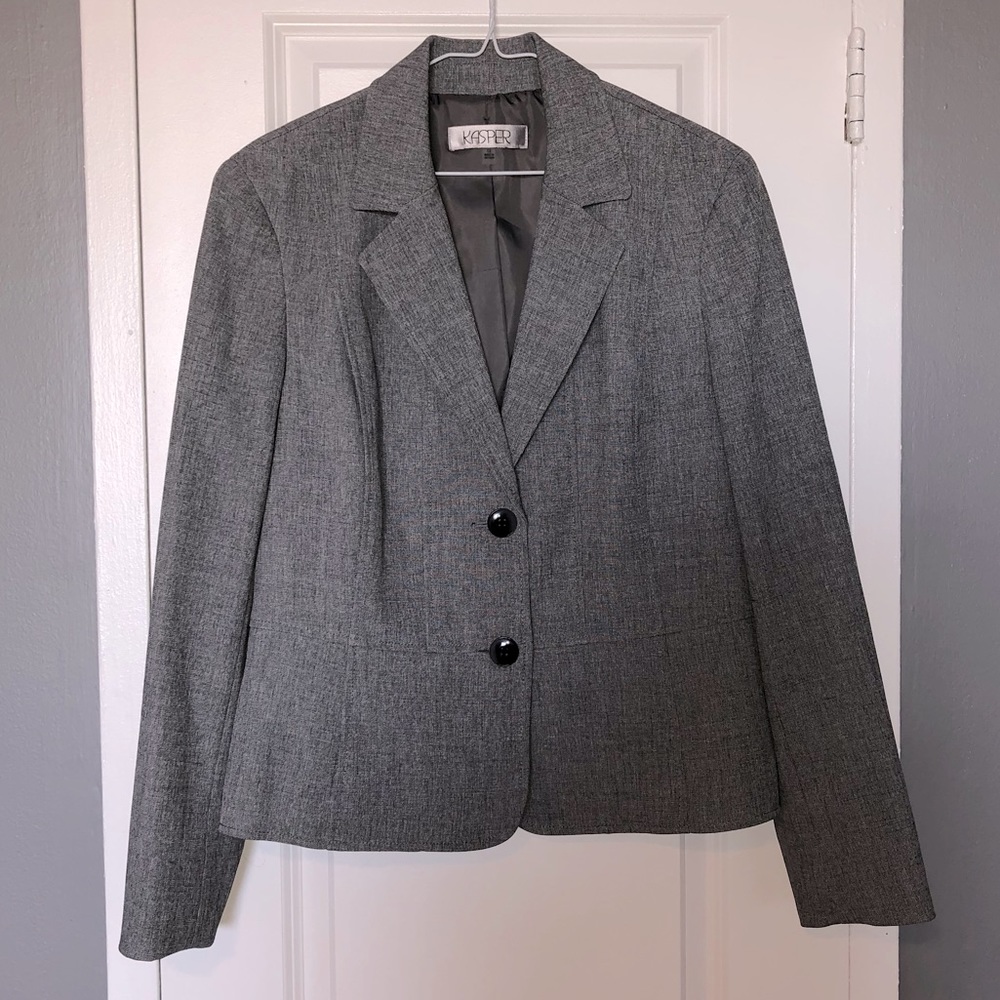 GREY TWO BUTTON SUIT JACKET BLAZER FROM KASPER